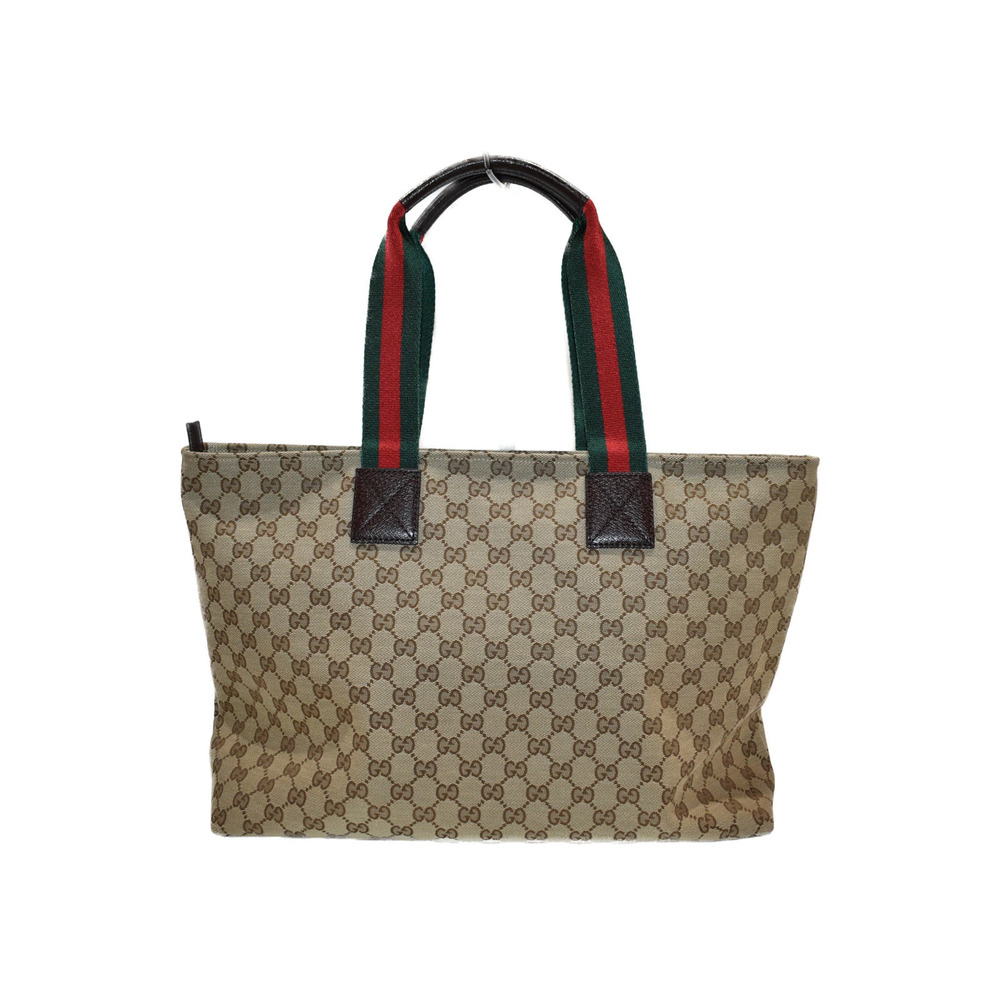 Gucci Bag Leather GG Canvas Big Beige Tote Mothers